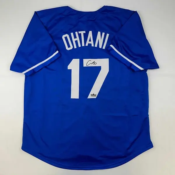 Facsimile Autographed Ohtani LA Blue Auto Jersey