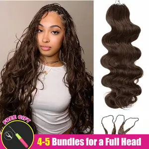 ISEE HAIR Body Wave #4 Chocolate Brown Crochet Braid Hair Extensions for Miracle Knots Human Hair Extensions Pre-Separated 50g/Pack (32-38 Strands Per Pack）– Knotless Boho Braids Vacation Hair #Summervibe#ISEECrochetNewArrivals