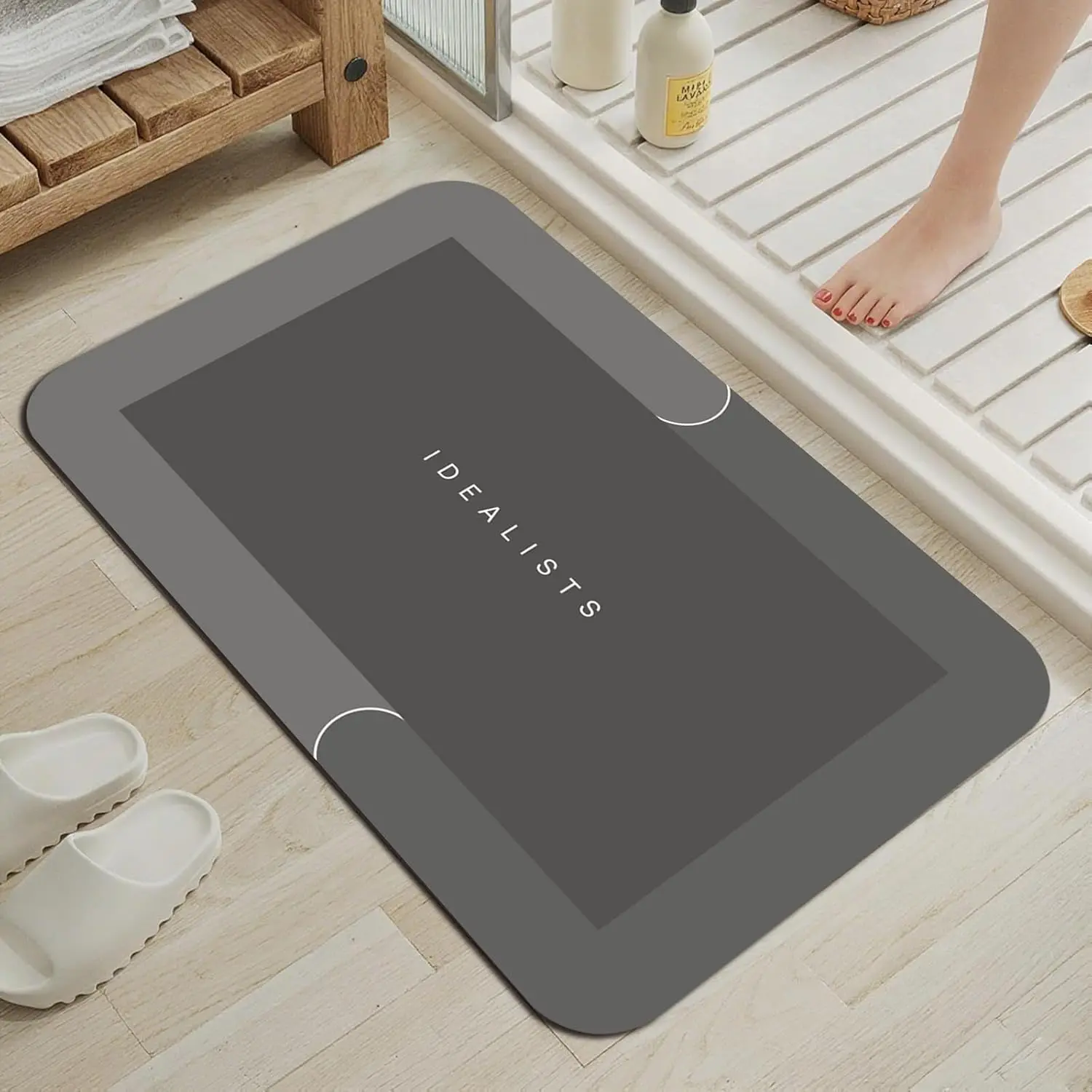 Premium Quick-Dry Bathroom Mat - Ultra-Absorbent Thin Diatomite Bath Mat-Rubber Backing Non-Slip, Machine Washable, and Mildew-Resistant Rug for Shower, Kitchen, Laundry Room,and More with Geometric Design and Easy CleaningIdeal Gift for Father's Day gift