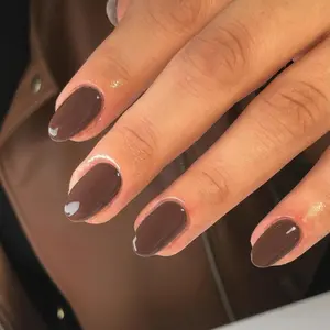 Brown Press on Nails Short Oval Fake Nails Press ons, Solid Color Soft Gel Glue on Nails Short Fake Nails Round Shaped, Medium Almond Stick on Nails for Women 24 Pcs