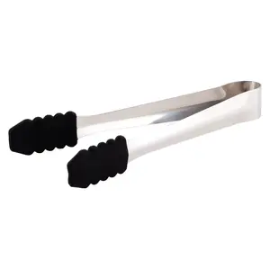 BarConic® Mini Stainless Steel Kitchen Utensil Tongs - Black, Silicone Tipped
