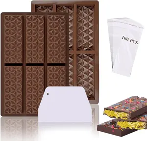 2 pcs silicone chocolate mold set, including 100 packaging bags and scrapers, suitable for Dubai chocolate