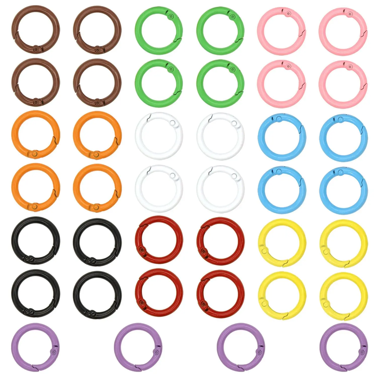 40 Pcs Round Spring O Ring Set,10 Color Trigger Spring Snap Clip,Keyring Buckle Hooks,O Rings Buckles for Keychains,Halloween Christmas Party Gifts,DIY Hand Tools Kits