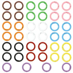40 Pcs Round Spring O Ring Set,10 Color Trigger Spring Snap Clip,Keyring Buckle Hooks,O Rings Buckles for Keychains,Christmas Party Gifts,DIY Hand Tools Kits