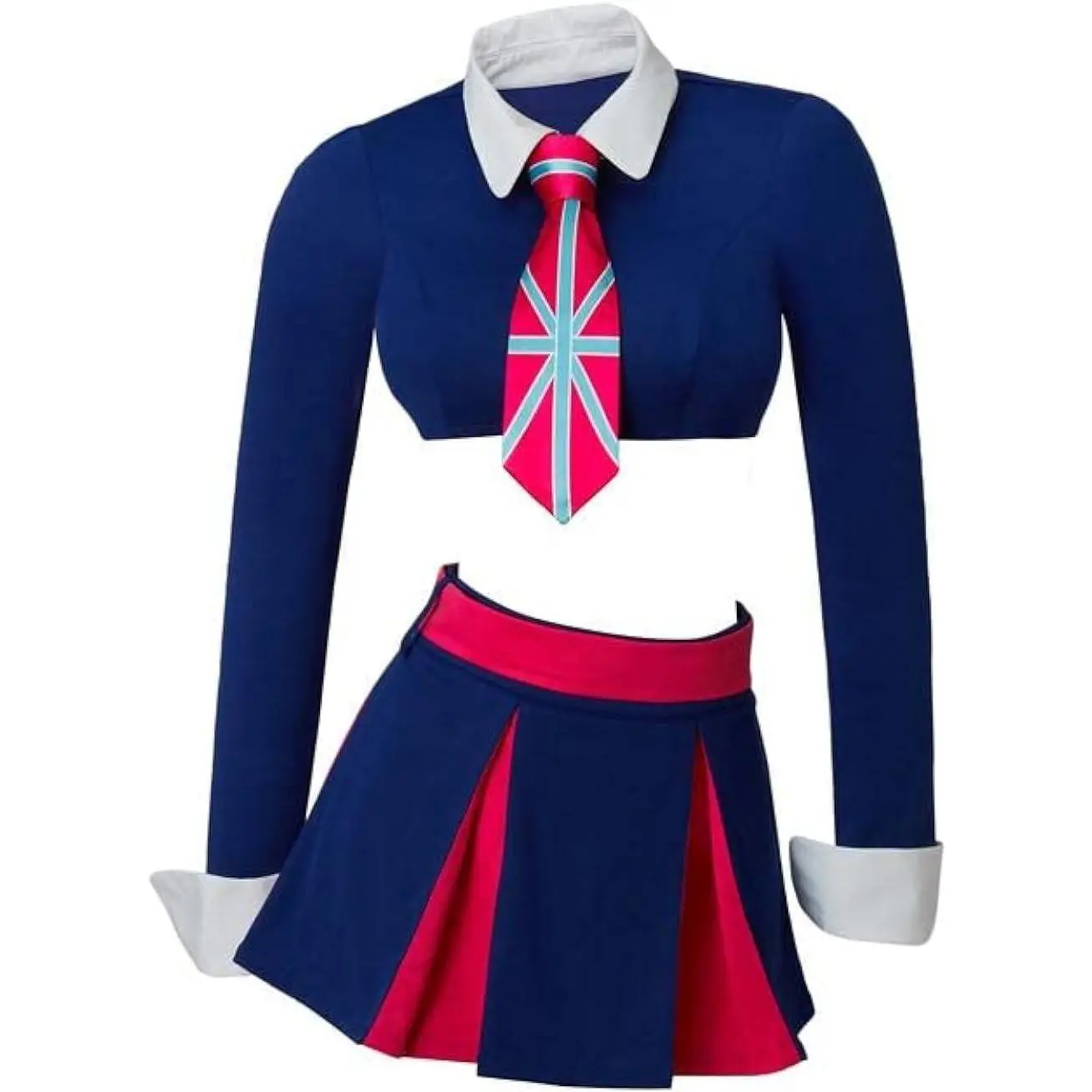 Fook Who Cosplay Fook Mi-Yu Twins 2-Piece Women's Clothes, Crop Top & Mini Skirt Cheerleading Outfit