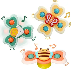 Mother Day Gift Spinning Sensory Learning Toys for Toddlers 1-3, Baby 6-12-18 Months Suction Cup Spinner Toy,Baby Bathtub Bath Toys, Birthday Gifts for 1 Year Old and 2 Year Old Boys and Girls