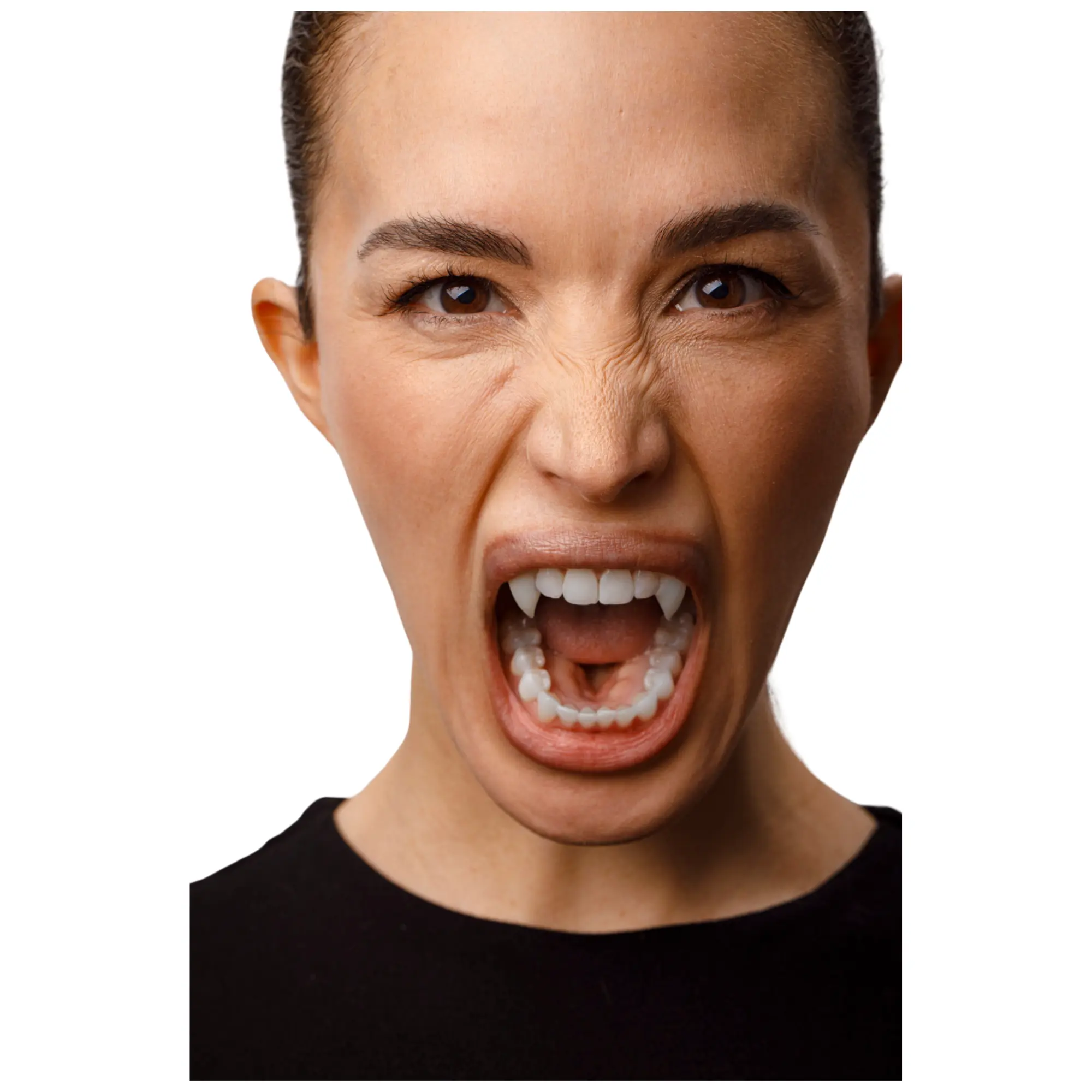 Vampire Fangs Cosplay Halloween Realistic Fang Caps No Glue Needed Reusable Easy Wear for Cosplay Halloween & Photoshoots