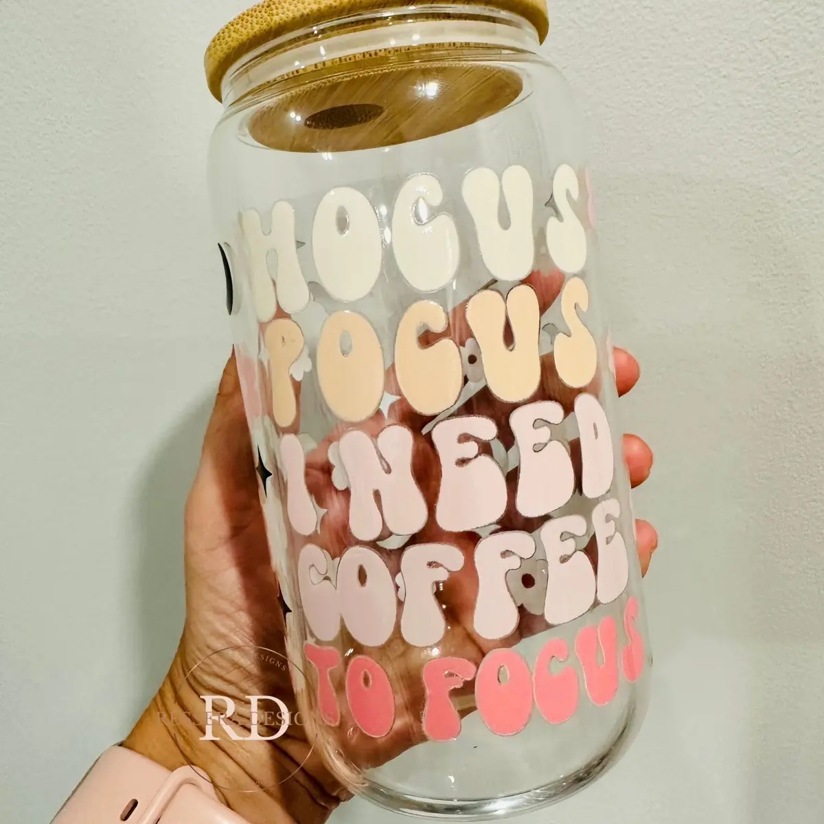 Hocus Pocus I Need Coffee To Focus 16 oz Glass Cup
