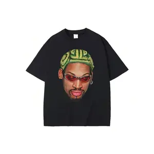 COOL SUMMER The Worm Dennis Rodmans Head Graphic Tshirt Male Vintage Oversized Basketball Boys T Shirt Men's Hip Hop Fashion Street T-Shirts