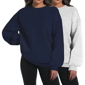 2 Pack VYLAGO Oversized Soft Crew Neck Sweatshirt Trendy Long Sleeve Pullover Breathable for Women