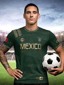 Mexican Aztec totem printed short-sleeved T-shirt, sporty short-sleeved T-shirt, full pattern design, smooth surface, no lining, suitable for all seasons