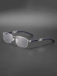 Fashion Metal Square Half Frame Flat Mirror, Lightweight Long Rectangle Minimalist Design, Unisex All-Seasons Travel Beach Cycling Music Festival