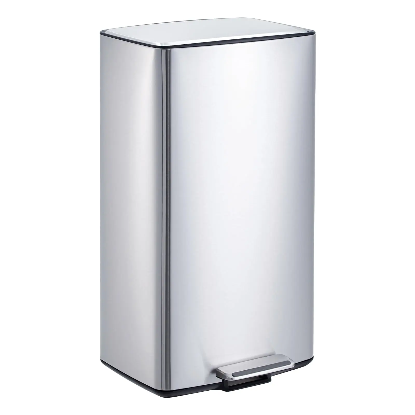 Garvee 40L / 10.6 Gal Kitchen Waste Bin, Stainless Steel Garbage Can with Soft Close Lid, Rectangular Design, Filter, Removable Inner Bucket, and Foldable Foot Pedal for Bathroom and Home Office