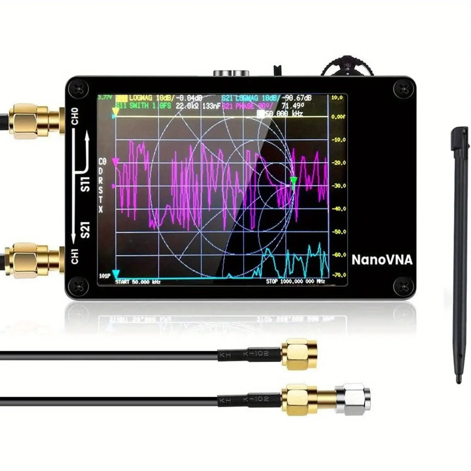 Nanovna 10khz-1.5ghz Vector Network Analyzer Kit, Seesii MF HF VHF UHF Antenna Analyzer Measure S Parameters, Voltage Standing Wave Ratio, Phase, Delay, Smith Chart with 2.8-Inch Touch Screen