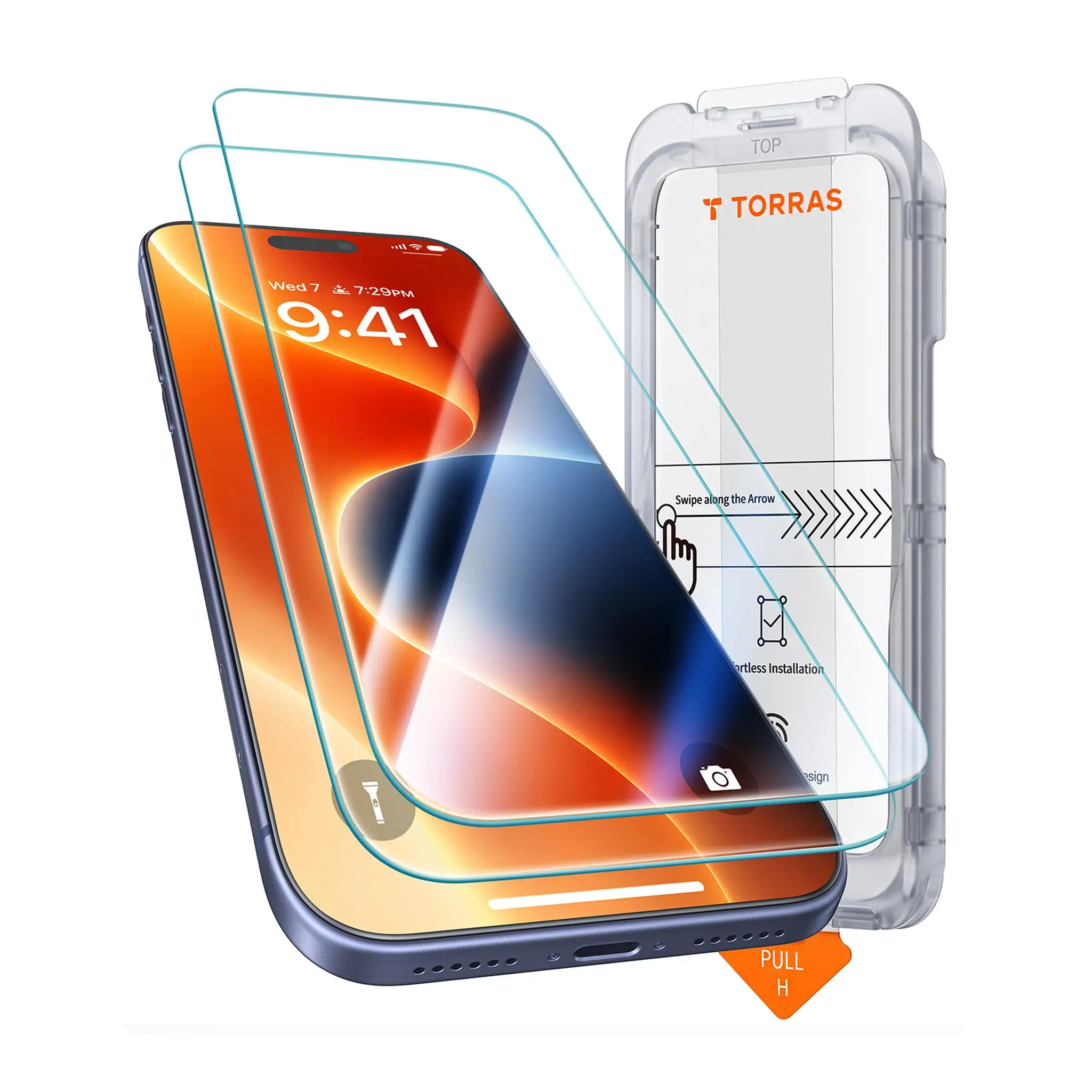 iPhone 18 Pro Max TORRAS 9H+ Tempered Glass Screen Protector (2-Pieces), Upgraded Uncrackable, Full View HD No Black Border, AR Coating, Easy Installation with Alignment Kit, iPhone 17/18 compatibley