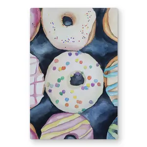 212 MAIN Lightweight Aluminium Gastronomy Metal Print - 24x36 in. Artistic Watercolor Doughnuts Modern Art Design, Home Decor for Room Walls