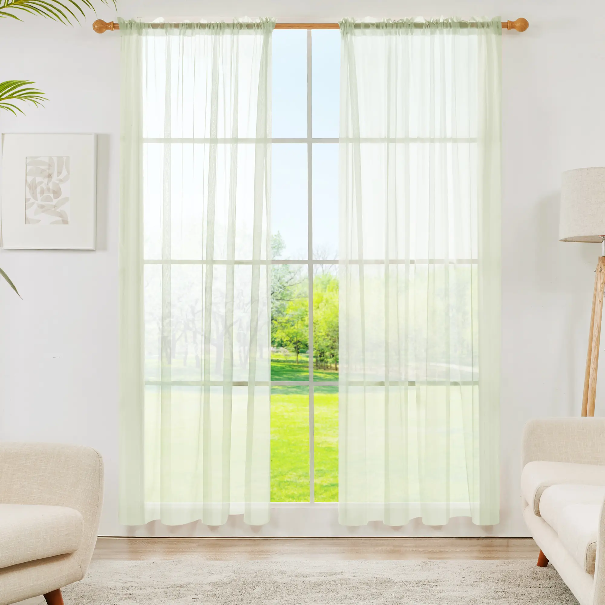 Deconovo Lightweight Sheer Rod Pocket Voile Curtains, 2 Panels – Room Decor Curtain, Window Drapes for Bedroom