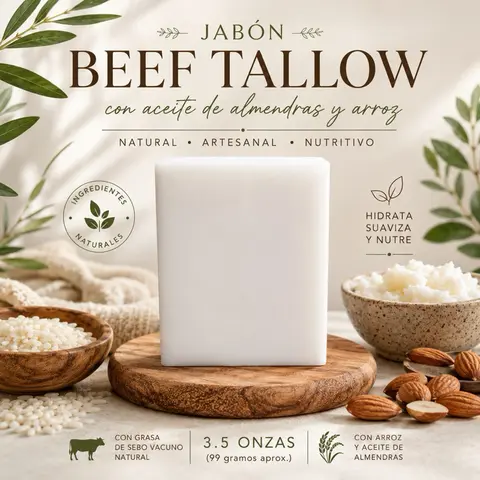 Zuiima Beef Tallow with Rice and almonds oil’s 3.50oz soap, cleanser, bar, cleansing bar