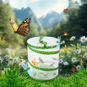Growing Kit Pop Up Foldable Butterfly Habitat Cage 7.8" x 11" Tall Clear Mesh Enclosure Terrarium