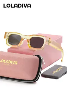 LOLADIVA Unisex Eye Catching Colors Full Frame Sunglasses Party Friendly Square Frame Polarized Sunglasses UV400