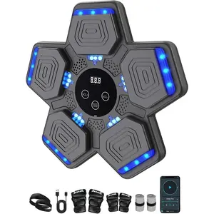 2026 Music Boxing Machine for Women Adults Wall Mounted 15 Speeds 15 Modes Smart Bluetooth Boxing Machine with Counter Real-Time Audio Feedback Interactive Punching Game Pad with LED Lights