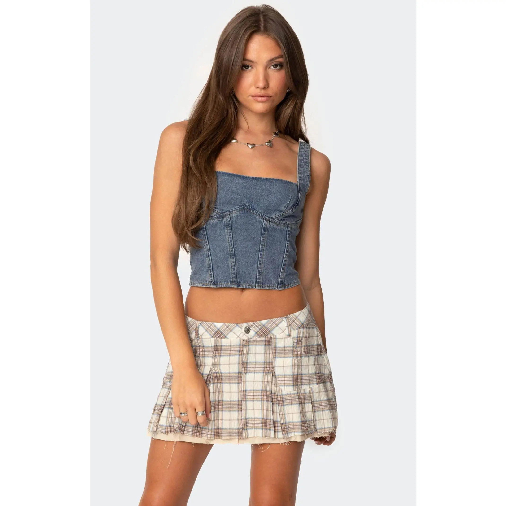 Edikted Women's Pollie Denim Bustier Top