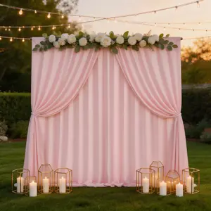 10 Pack 5x10ft Pink Soft Backdrop Curtains, Polyester Drapes with Voluminous Cascade for Wedding Reception, Baby Shower, Girls Birthday, Photobooth