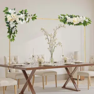 fathersdaygift VEVOR Over the Table Rod Stand with Clamps, Adjustable 28-98 Length 13-42 Height, Table Arch Stand with Floral Accessories, Gold Balloon Frame for Wedding Birthday Party Christmas Decoration