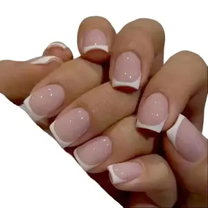 24Pcs/Set False Nail White French Fake Nail Tips Full Cover Acrylic False Nails  Decoration For Nail Tip Beauty Manicure Nail Art Nail Care Nail Polish Polish Cutics Cosmetic Salon