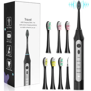 Grinest Smart Electric Toothbrush for Teeth Cleaning - Rechargeable Toothbrush with 6 Brush Heads & Plaque Remover for Teeth, IPX7 Waterproof, 5 Modes with 2-Min Smart Timer, One Charge for 90 Days Cleansing