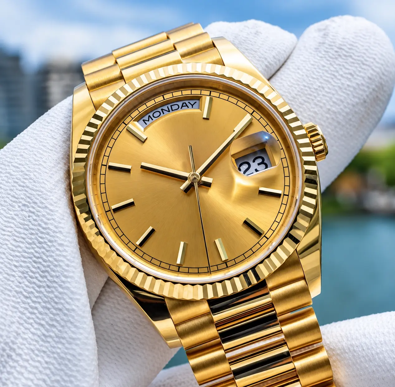 Men's 41mm Luxury Day-Date-Just Watch with LOGO, Stainless Steel Water-Tight High-End Durable Mechanical Business Timepiece, Men's Accessories, Durable Mechanical Watches