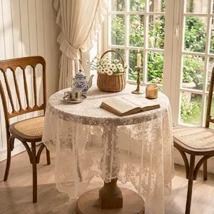 French-style floral lace tablecloth, tablecloth for dining table, beautifies and decorates, gives a light luxury and high-end feel