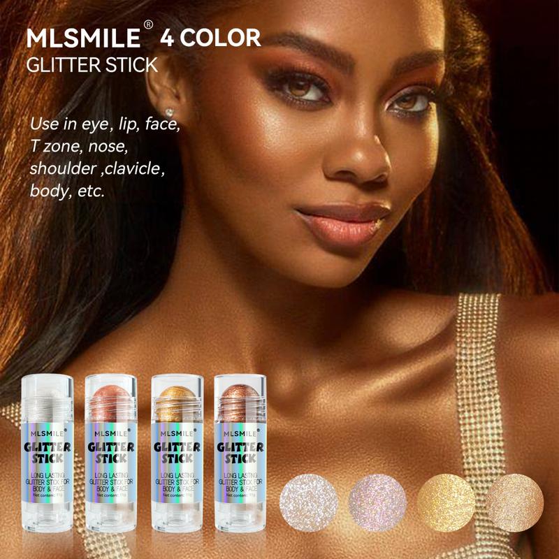 MLSMILE Glitter Stick - Multi-Use Highlighter for Face & Body, Long-Lasting Moisturizing Formula, 4 Color Options, Viral Luminous Makeup Bronzer Blend, 11g - 01# - Cosmetic