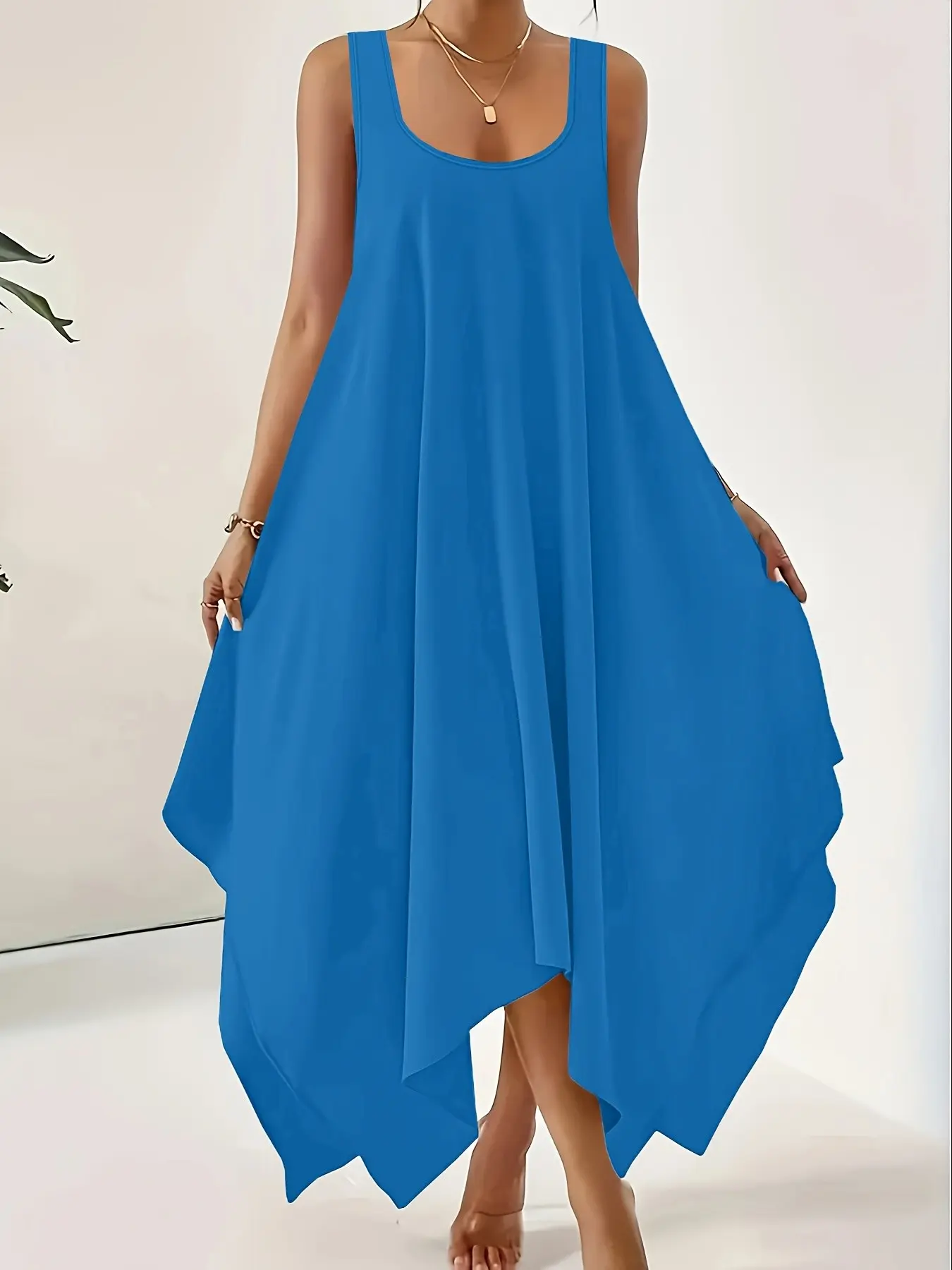 Elegant Summer Casual Asymmetrical Hem Sleeveless Vest Dress for Women,  Loose A-Line Maxi Dress, Womenswear, 7 Colors Available, Perfect for  Vacation - TikTok Shop