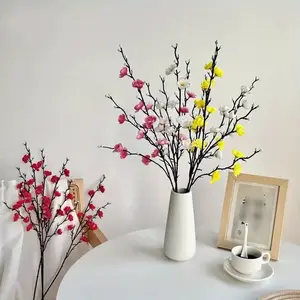 5 artificial mini plum blossoms, 55CM, white, red, yellow, pink, artificial flowers for home decoration