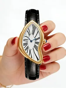 Creative Irregular Shape Watch, Vintage Y2K Design with Quartz Analog Watch Movement, Alloy Case and Mineral Glass, Unique Fashion Accessory, Irregular Shaped Watch, Quartz Wristwatch