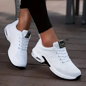 Women's Air Cushion Sneakers, Shock Absorbing Running Shoes, Lace Up Comfortable Outdoor Sports Shoes