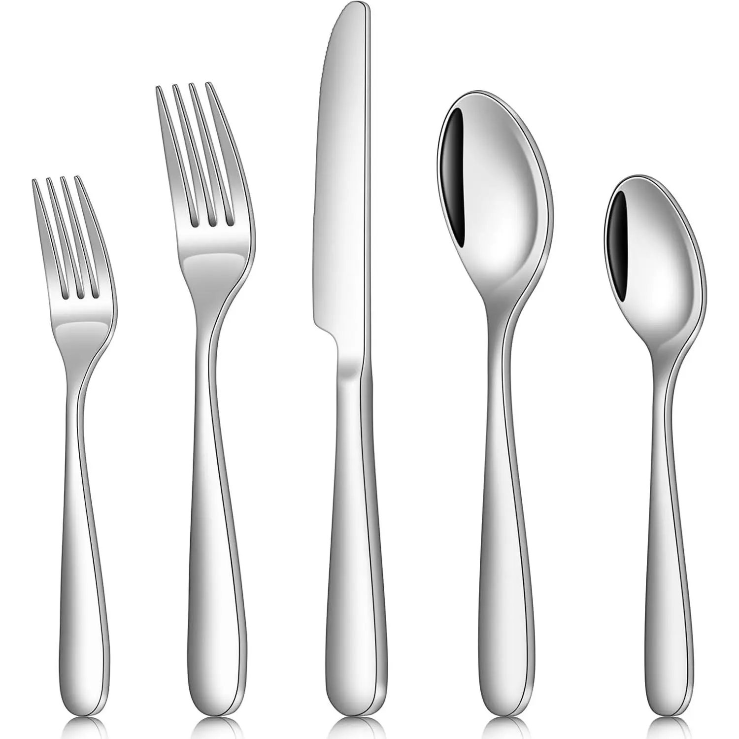 Silverware Set, 40 count  Stainless Steel Flatware Set Service for 8 with Spoon Fork  Utensil Set for Dairy Kitchen Use Dinning Cutlery Tableware Set Mirror Polished, Dishwasher Safe