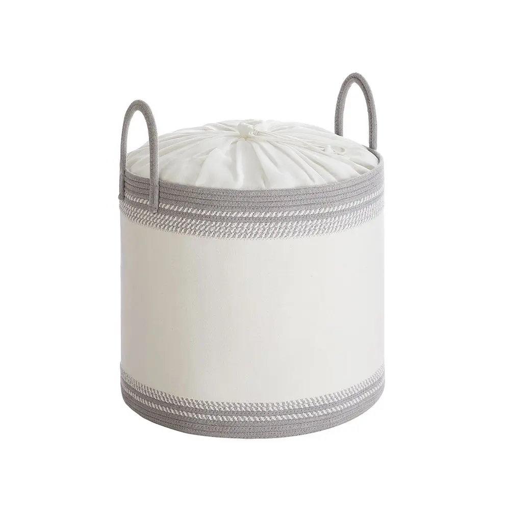 SONGMICS Laundry Hamper, Cotton Rope Laundry Basket with Handles, for Clothing, Living Room, Bedroom, 15.8 Gallons, 16.1 x 16.1 x 18.1 Inches