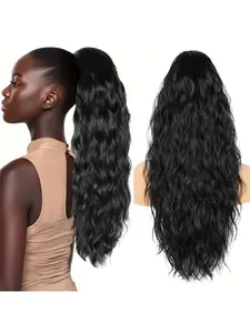 20 Inch Drawstring Ponytail Extension for Women Deep Curly Soft Wavy Curly Ponytail Extension Synthetic Mixed with Human Hair Hairpieces Afro Kinky Curly Pony Tail for Daily Use