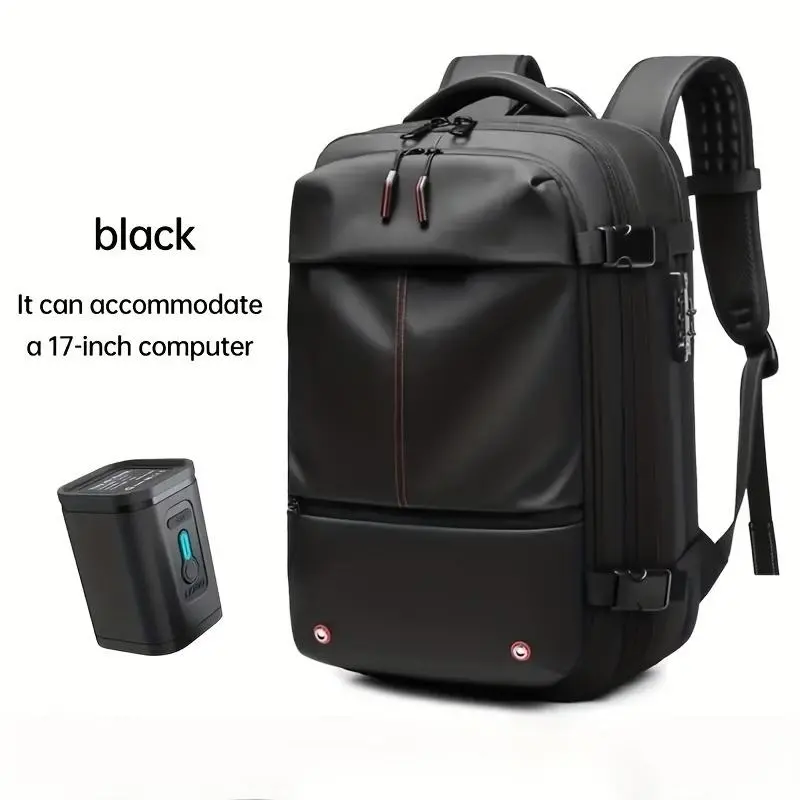 Nylon Waterproof Vacuum Compression Travel Backpack with Electric Air Pump , Checked Luggage-Free, Large Capacity, Suitcase-Carry Compatible, Easy to Clean, Ideal for Adults’ Business Travel & Leisure Trips, Water Resistant Travel Laptop Backpack