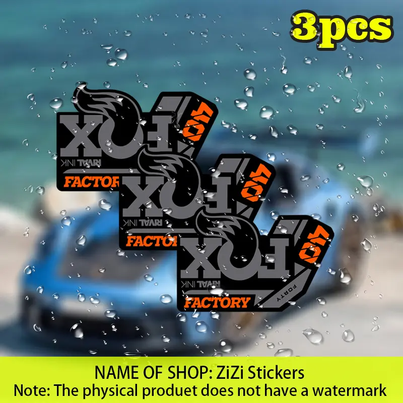 3pcFox 40 Factory Mountain Bike Front Fork Vinyl Sticker, 3-inch Durable Waterproof Windshield Sticker, Suitable for Laptops, Water Bottles, Trucks, Motorcycles, Weatherproof Self-adhesive, Truck Stickers, Car Stickers, Car Decals