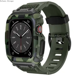 Camouflage TPU All-In-One Band with Metal Buckle for Apple Watch, Tactical Protective Strap for Series 1–11/Ultra/SE (42/44/45mm)