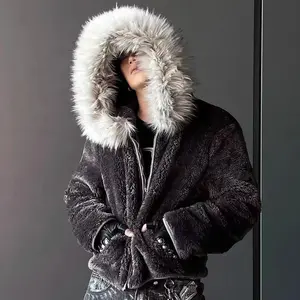 Gothic Men's Thick Warm Long-Sleeve Winter Jackets - Multi-Size Fur Casual Menswear Outerwear for Harajuku Subculture Fashion