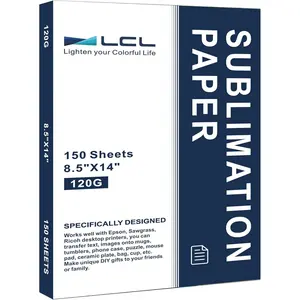 LCL Sublimation Paper 8.5x14 Inch 150 Sheets for Any Inkjet Printer which Match Sublimation Ink 120gsm