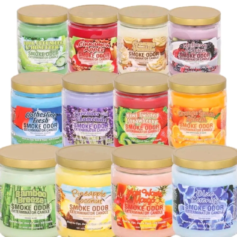 Smoke Odor Exterminator Candle 13oz Scented Aroma Decor Freshener Ornaments Decoration Eco-Friendly Long Lasting Powerful Fresh Air Odor Exterminator Candle Magic Clean Vibes Only