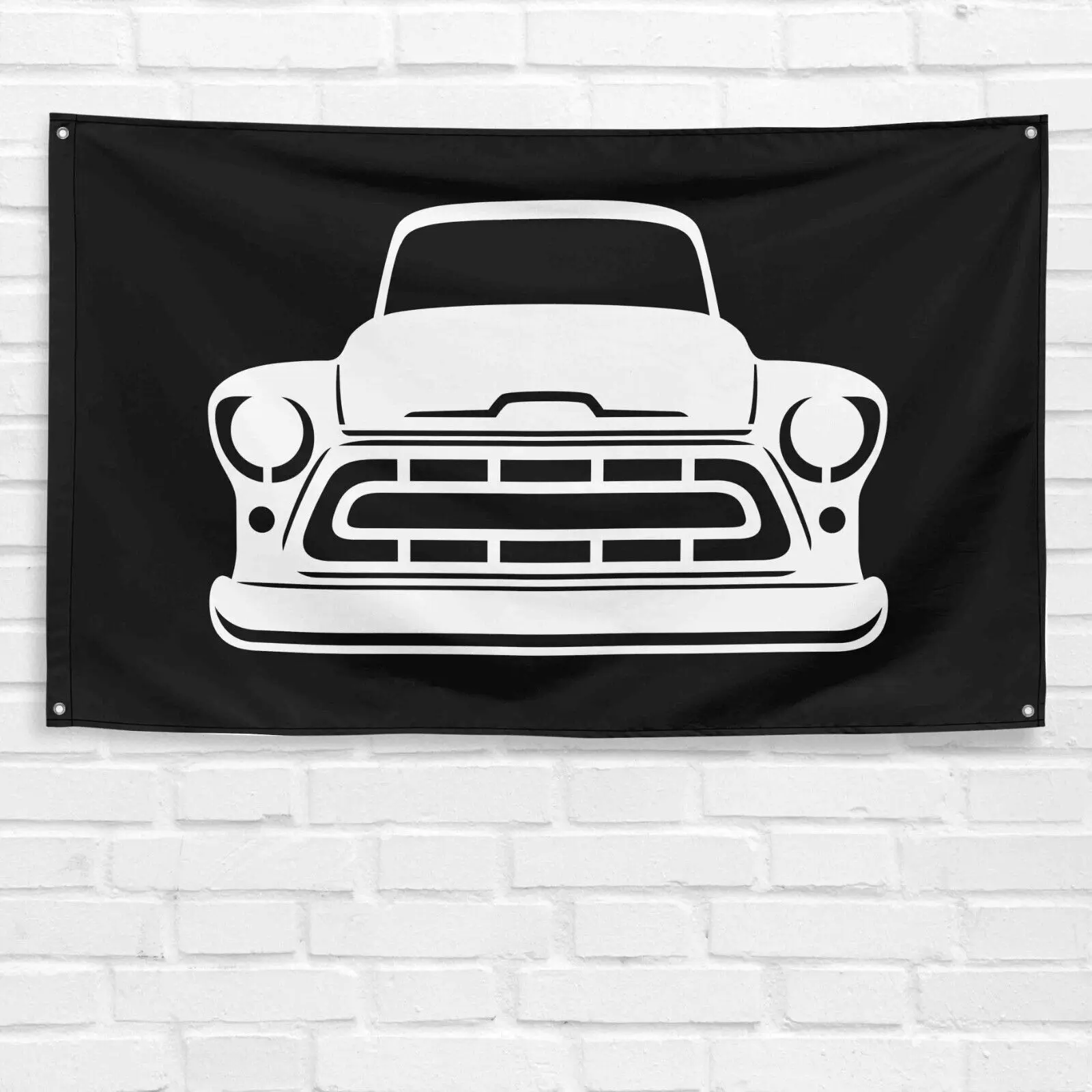 Handmade 3x5 ft 4 oz Chevy 1950 Truck Car Print Polyester Flag Banner, Long-Lasting Vibrant Single-Sided Printing, Happy Birthday Gift for Dad-Grandpa, Man Cave Garage Wall Decor (1 Banner)