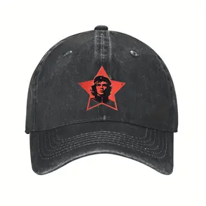 S&T Adjustable Unisex Punk Rock Baseball Cap - Classic Low Profile Golf Dad Hat with Che Guevara Design, Lightweight and Breathable, Suitable for Running, Exercise, and Outdoor Activities, Outdoor Sports Cap|   Bold Badge Design|   Lightweight Hat
