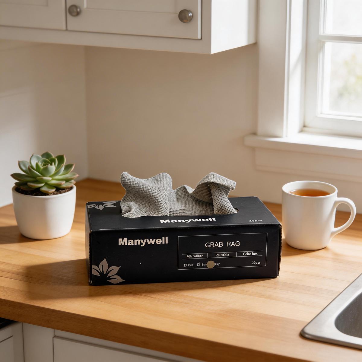 Each box contains 20 cleaning cloths, convenient hand towels, absorbent kitchen rags, measuring 8.66 inches * 8.66 inches, reusable, multifunctional household cleaning cloths and towels, suitable for the kitchen, bathroom, living room, and dining table.