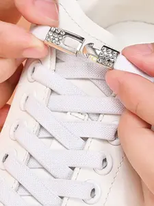 Unisex Rhinestone Buckle Elastic Shoelaces, Footwear Lace, Durable & Comfortable Design for All Season Use, Perfect for Casual Sneakers, Sports Shoes